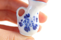 Vintage 1:12 Miniature Dollhouse White & Blue Delft Porcelain Pitcher