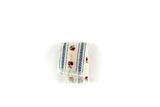 Vintage 1:12 Miniature Dollhouse Blue Stripe and Red Apple Print Dishtowel