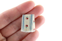 Vintage 1:12 Miniature Dollhouse Blue Stripe and Red Apple Print Dishtowel