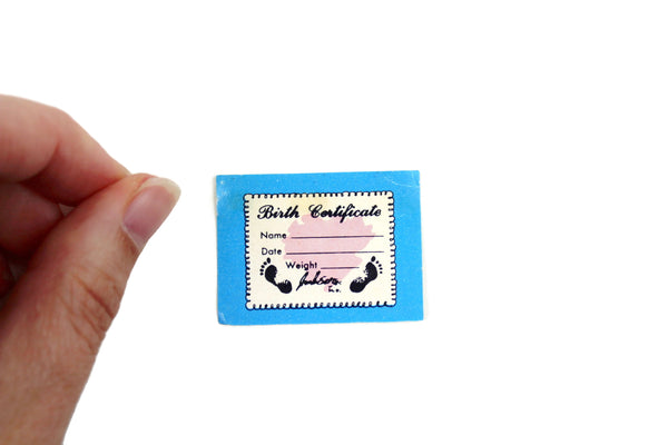 Vintage 1:12 Miniature Dollhouse Baby Birth Certificate