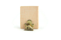 Vintage 1:12 Miniature Dollhouse Baby Album Book with Gold Baby Bootie Bookends