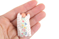Vintage 1:12 Miniature Dollhouse Baby Doll Figurine in Handmade Printed Sleeper Blanket