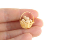 Vintage 1:12 Miniature Dollhouse Basket of Eggs