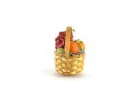 Vintage 1:12 Miniature Dollhouse Fruit Basket with Assorted Fruit