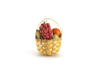 Vintage 1:12 Miniature Dollhouse Fruit Basket with Assorted Fruit