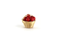 Vintage 1:12 Miniature Dollhouse Basket with Red Apples