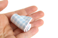 Vintage 1:12 Miniature Dollhouse Pink Blue & White Gingham Print Baby Blanket