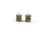 Set of 2 Vintage 1:12 Miniature Dollhouse Canned Green Beans & Mixed Vegetables