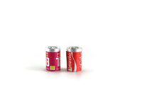 Set of 2 Vintage 1:12 Miniature Dollhouse Coca-Cola & TAB Soda Cans