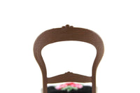Vintage 1:12 Miniature Dollhouse Dining Chair with Black & Pink Floral Cushion