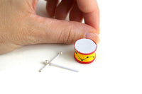 Vintage 1:12 Miniature Dollhouse Wooden Toy Drum & Drumsticks