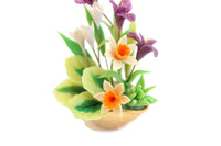 Artisan-Made Vintage 1:12 Miniature Dollhouse Flower Arrangement with Daffodils & Irises