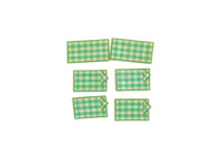 Vintage 1:12 Miniature Dollhouse Green Gingham Table Linen Set with Placemats & Napkins