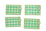 Vintage 1:12 Miniature Dollhouse Green Gingham Table Linen Set with Placemats & Napkins