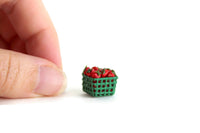 Vintage 1:12 Miniature Dollhouse Green Pint Basket of Strawberries