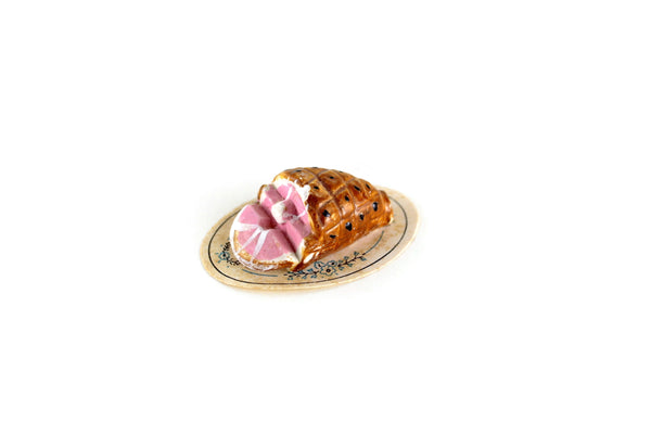 Vintage 1:12 Miniature Dollhouse Baked Ham on a Platter