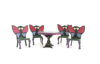 Artisan-Made Vintage Hand-Painted Butterfly 1:12 Miniature Dollhouse Table & Chair Set by Eye Candy Miniatures