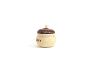Vintage 1:12 Miniature Dollhouse Beige & Brown Ceramic Honey Pot