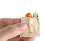 Vintage 1:12 Miniature Dollhouse Paper Bag with Loaf of Bread & Baking Accessories