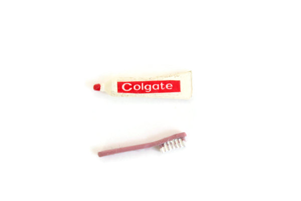Vintage 1:12 Miniature Dollhouse Toothbrush & Toothpaste Set