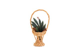 Vintage 1:12 Miniature Dollhouse Houseplant in Wicker Basket