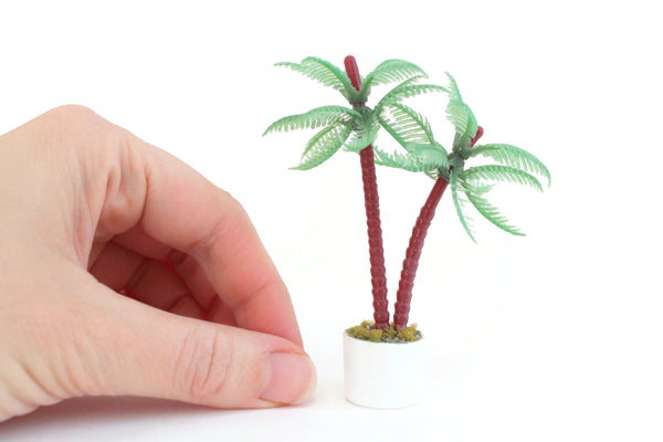 miniature potted plants in 1/24th scale Vintage Half Scale 1:24 Miniature Dollhouse Potted Palm Tree – The Mustard Dandelion