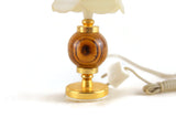Vintage 1:12 Miniature Dollhouse Working Wood & Brass 12V Plug-In Table Lamp