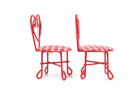 Vintage 1:12 Miniature Dollhouse Set of 2 Red Metal Parlor Chairs