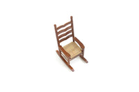 Vintage 1:12 Miniature Dollhouse Wooden & Rattan Rocking Chair