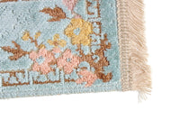 Vintage Blue Floral Wool Miniature Dollhouse Rug