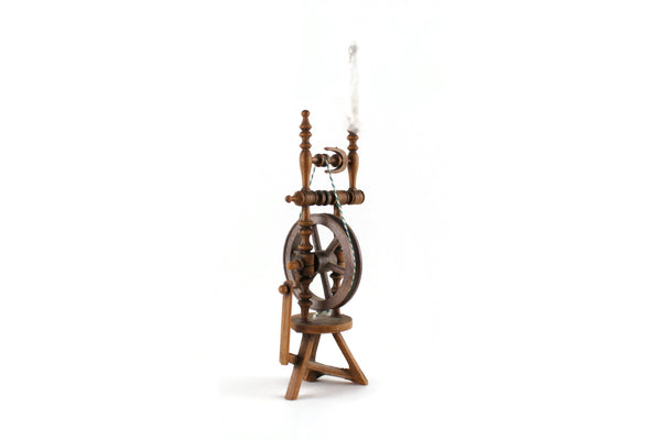 Vintage 1:12 Miniature Dollhouse Wooden Spinning Wheel