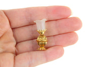 Vintage 1:12 Miniature Dollhouse Gold & Frosted Glass Table Lamp