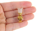 Vintage 1:12 Miniature Dollhouse Gold & Frosted Glass Table Lamp