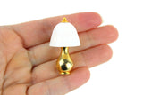 Vintage 1:12 Miniature Dollhouse White & Brass Table Lamp