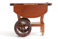 Vintage 1:12 Miniature Dollhouse Wooden Tea Cart, Drink Cart or Bar Cart