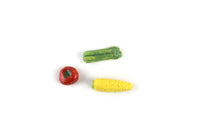 Set of 3 Vintage 1:12 Miniature Dollhouse Vegetables - Tomato, Asparagus & Corn