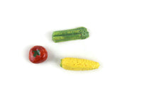 Set of 3 Vintage 1:12 Miniature Dollhouse Vegetables - Tomato, Asparagus & Corn