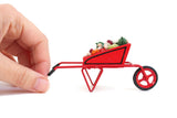 Artisan-Made Vintage Red Wooden 1:12 Miniature Dollhouse Wheelbarrow Filled with Vegetables