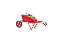 Artisan-Made Vintage Red Wooden 1:12 Miniature Dollhouse Wheelbarrow Filled with Vegetables