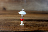 Vintage 1:12 Miniature Dollhouse White & Red Oil Lamp