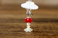 Vintage 1:12 Miniature Dollhouse White & Red Oil Lamp