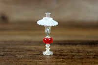 Vintage 1:12 Miniature Dollhouse White & Red Oil Lamp