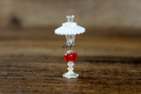 Vintage 1:12 Miniature Dollhouse White & Red Oil Lamp