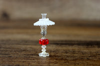 Vintage 1:12 Miniature Dollhouse White & Red Oil Lamp