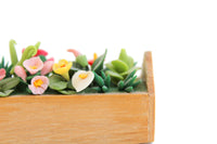 Artisan-Made Vintage 1:12 Miniature Dollhouse Window Box Wooden Planter of Flowers