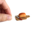 Vintage 1:12 Miniature Dollhouse Loaf of Bread with Knife & Wooden Cutting Board