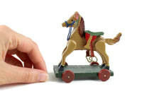 Vintage 1:12 Miniature Dollhouse Wooden Toy Ride On Horse