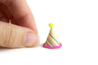 Vintage 1:12 Miniature Dollhouse Pink & Yellow Striped Party Hat
