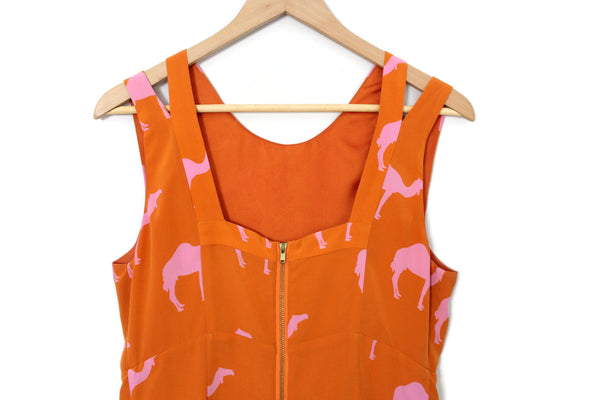 anthropologie pink and orange dress Anthropologie Eva Franco modern vintage style pink