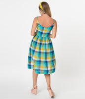 New Emily & Fin Enid Cote D'Azur Plaid Dress, Size S / UK 10, Originally $136